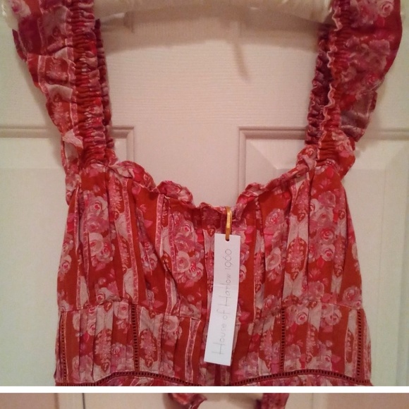 📿NWT - HOUSE OF HARLOW 1960 BOHO HIPPIE LINEN DRESS📿 - Picture 7 of 13